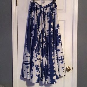Blue and white tie-dye maxi skirt
